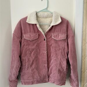 Elegant Mauve Corduroy Teddy Jacket